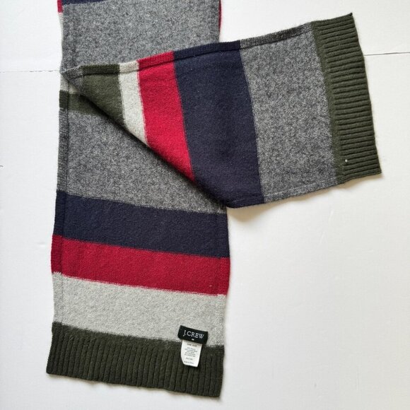 J. Crew Scarf Striped Rectangle Long Warm Cashmere Rabbit Wool Blend Men's OS - Picture 4 of 5